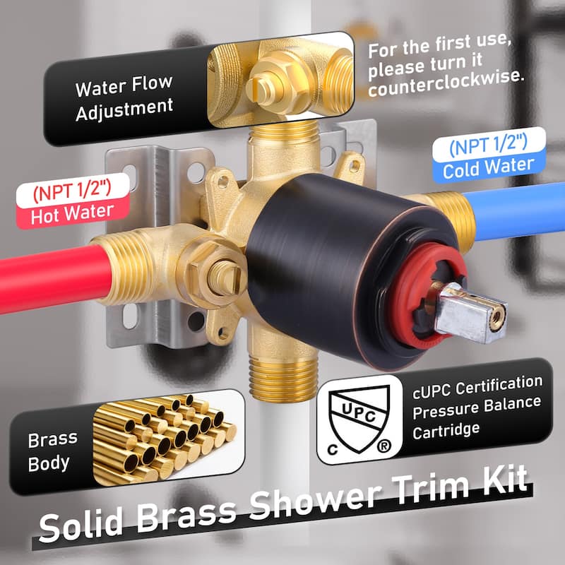 WOWOW Single Handle 5-Spray Round Shower Faucet with Valve