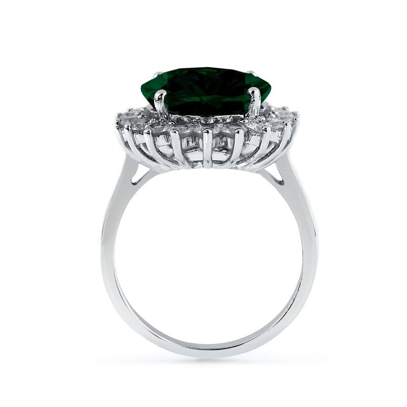 Auriya 5 1/4ct Round Emerald Sunburst Halo Diamond Ring 1ctw 18K Gold