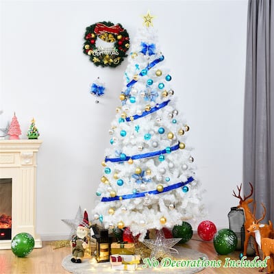 Clihome 5-8 ft White Artificial PVC Christmas Tree