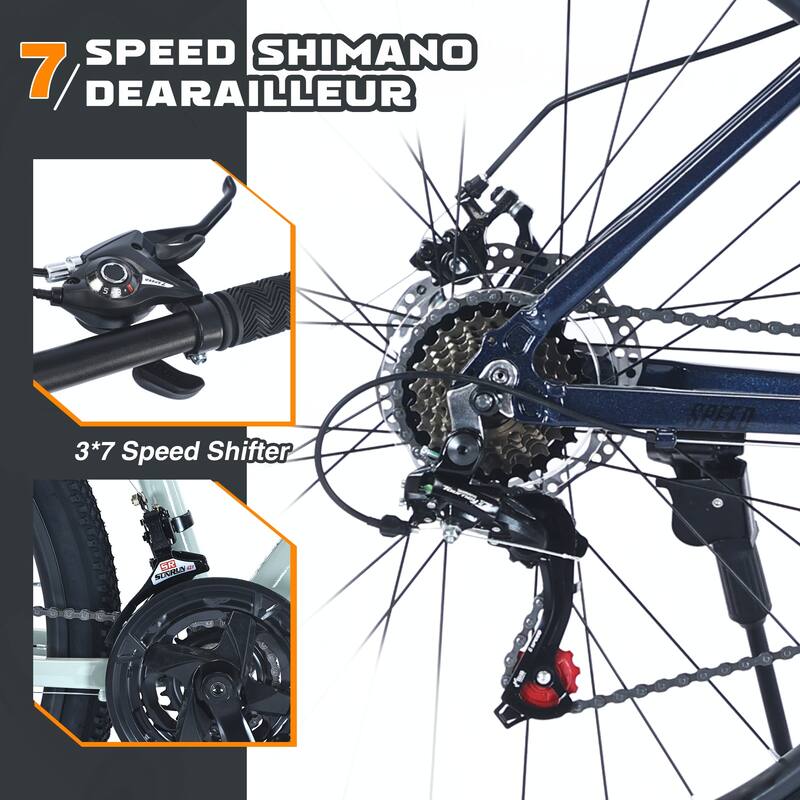 27.5 Inch Wheels 21 Speed Mountain Bike, Front Suspension