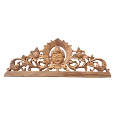 Novica Handmade Surya Buddha Wood Relief Panel