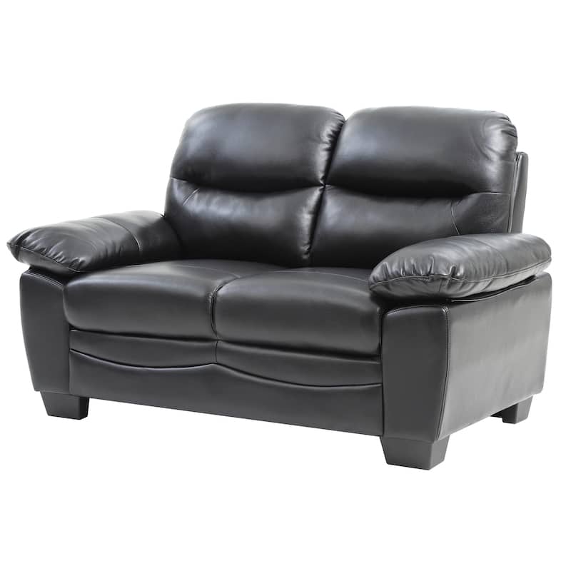Marta 59 in. W Flared Arm Faux Leather Straight Sofa - 33"L x 59"W x 35"H