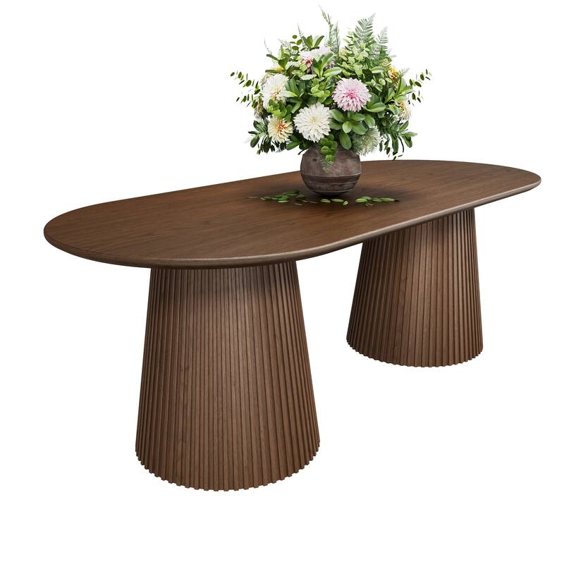 86" Double Pedestal Oval Dining Table