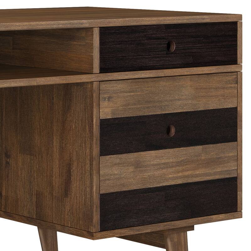 WYNDENHALL Wright SOLID WOOD Contemporary 60 inch Wide Desk with drawers in Rustic Natural Aged Brown