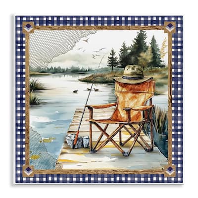 Stupell Fishing Chair on Dock Wall Plaque Art Design By Nicole DeCamp
