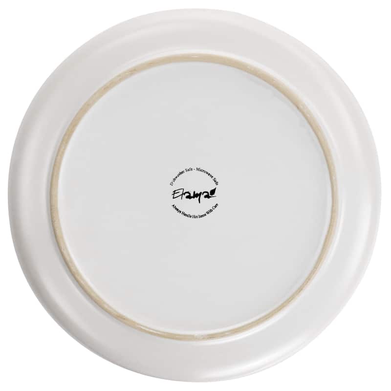 Anya 6 Piece Gold Rim Stoneware Dinner Plate Set in White