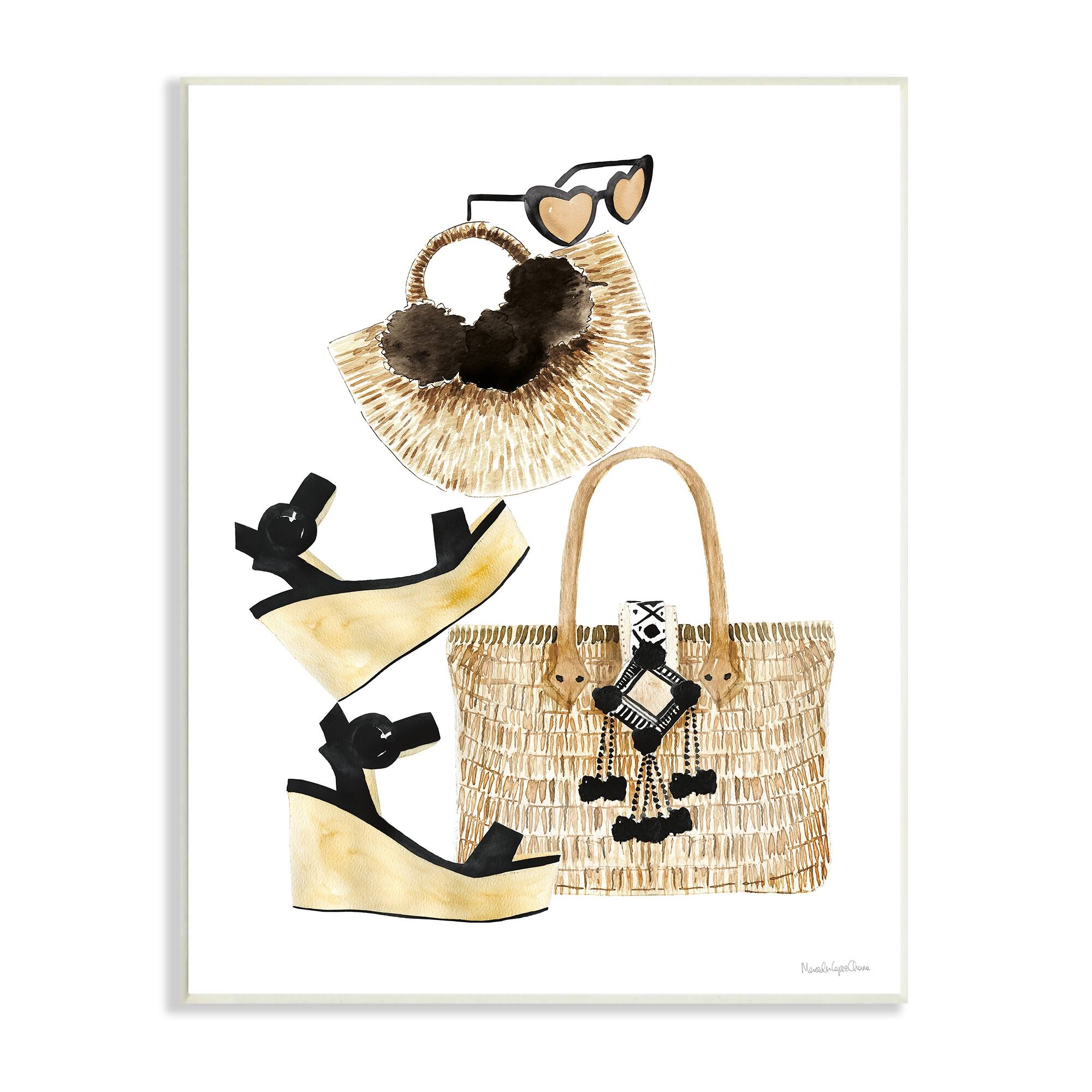 Stylish Wicker Bags and Wedges Fashion Accessory Display-image