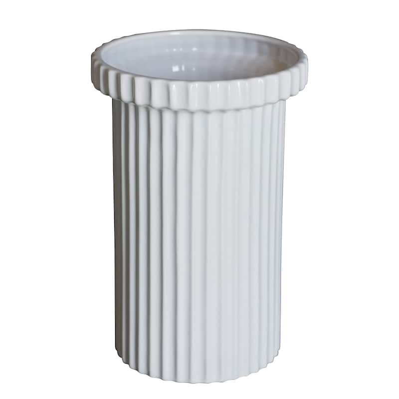 Lg. STRIPE Pot Shiny White - Shiny White