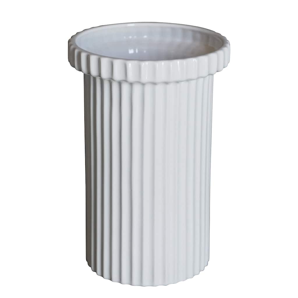 Lg. STRIPE Pot Shiny White - Shiny White