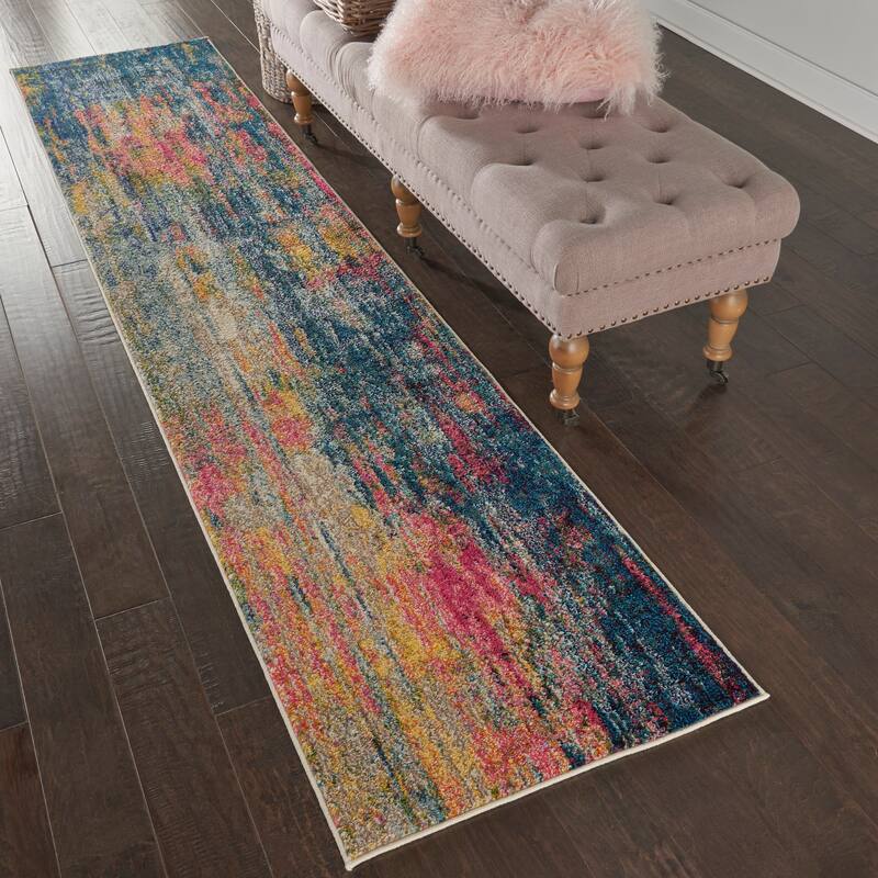 Nourison Celestial Abstract Area Rug - 2' 2" x 7' 6" - Blue/Yellow - Runner/Rectangle