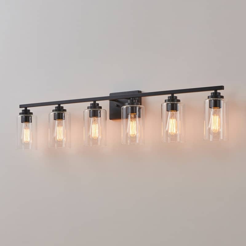 KAWOTI 6-Light Bathroom Vanity Light with Clear Glass Shade