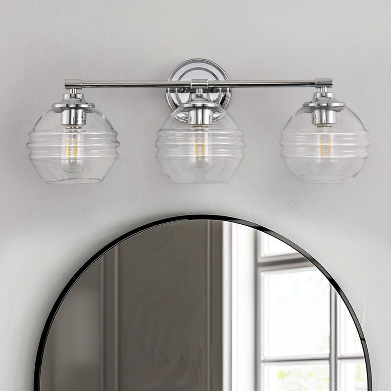 3-Light Brushed Nickel Cylinder Modern Bathroom Vanity Light with Clear Glass Shade,Wall Lamp for Mirror Kitchen Bedroom - 3-Light - Type 11