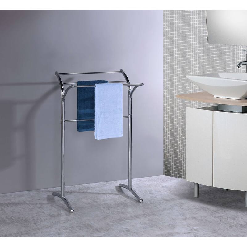 3 Tier Metal Freestanding Bathroom Towel Rack Stand Organizer, Chrome