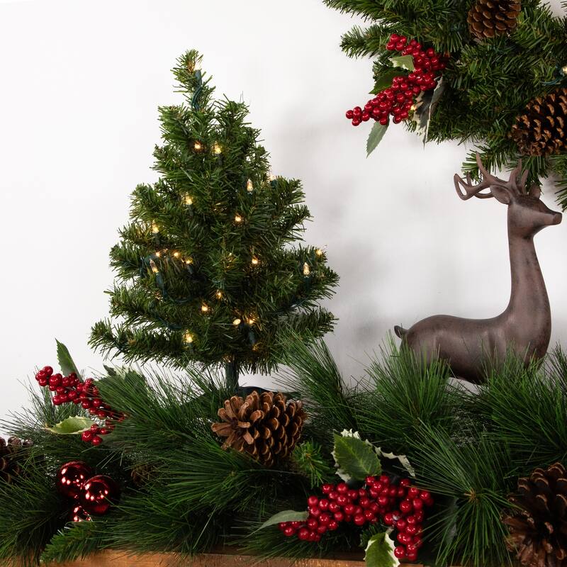 1.5' Medium Canadian Pine Artificial Christmas Tree - Clear Lights - 1.5 Foot