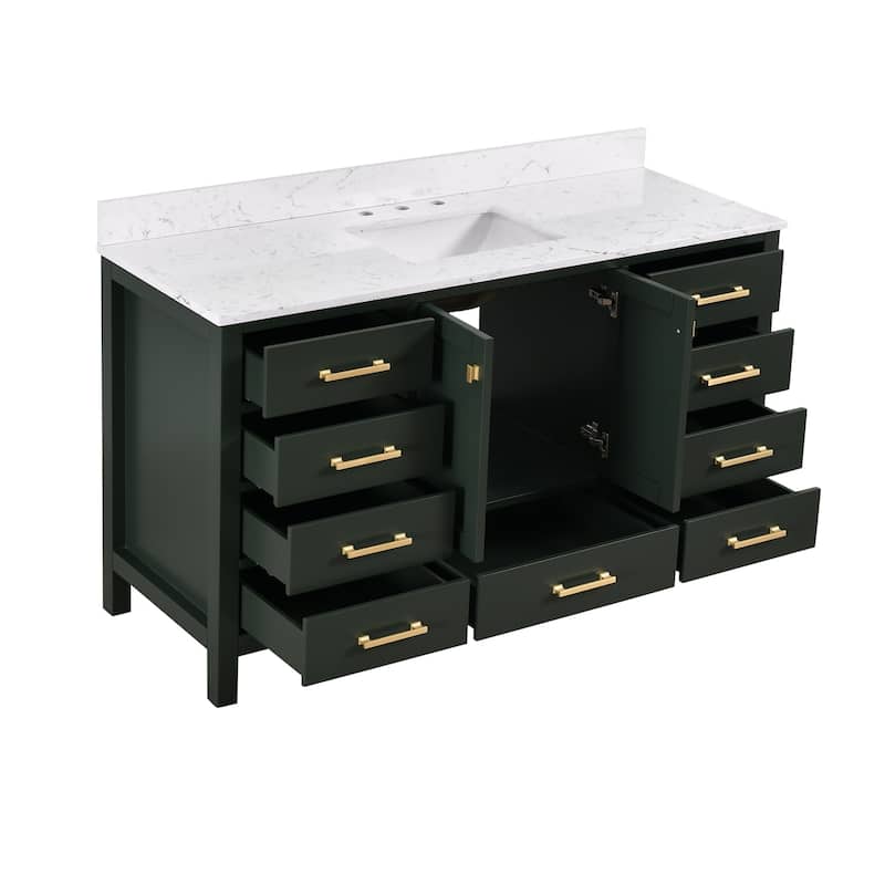 StarrySky 60 inch Undermount Single Sink Bathroom Vanity with Engineered Carrara Marble Top
