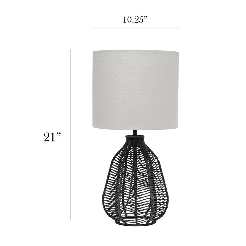 21 in. Coastal Paper Rope Rattan Table Lamp