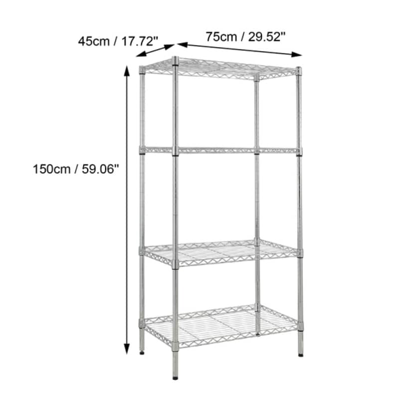 4-Shelf Adjustable Wire Shelving Unit Chrome - (29.53 x 17.72 x 59.06)"