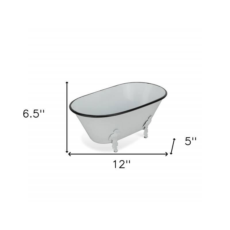 HomeRoots Jumbo White Bathtub Decorative Sculpture - 12' X '5' X '6.5