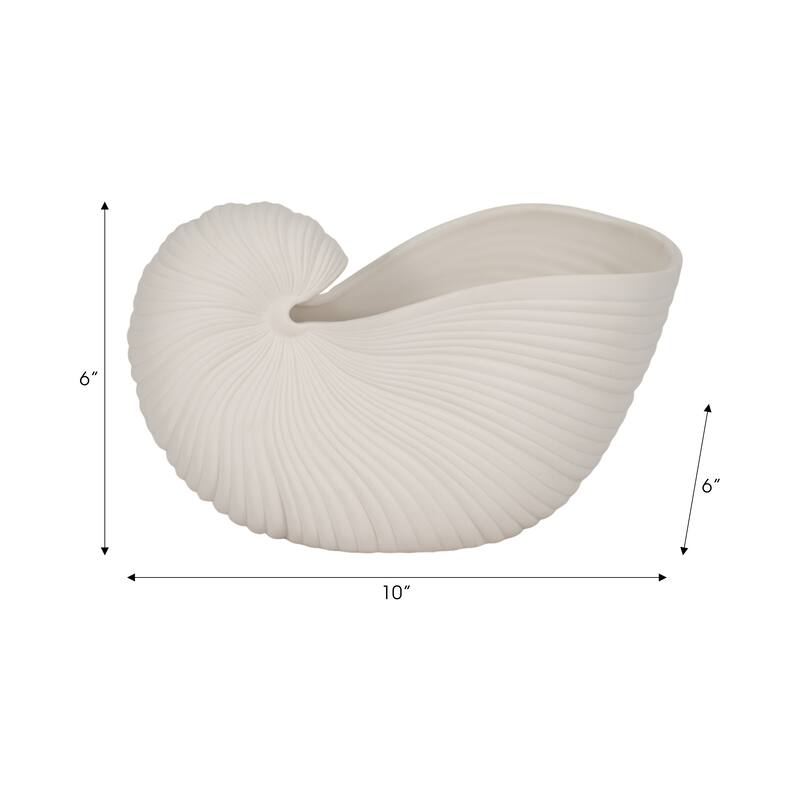 Sagebrook Home Stoneware White Coastal Novelty Shell Planter