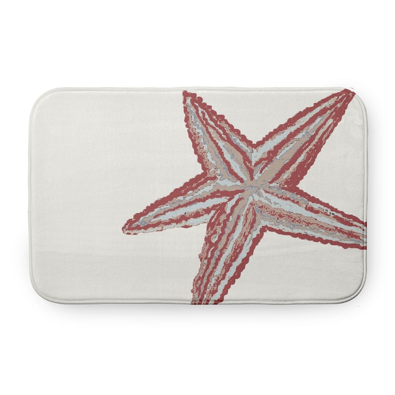 Large Starfish Bathmat - 24" x 17" - Ligonberry Red