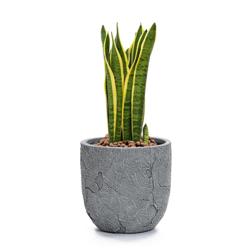 Crackle Grey MgO 14.6" Round Planter