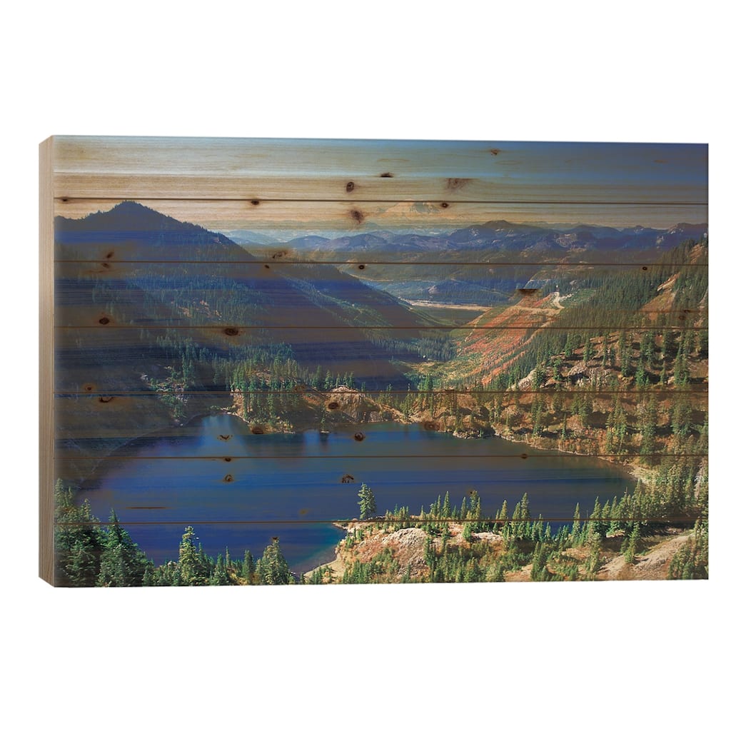 Valley Landscape With Lake Lillian In The Foreground, Alpine Lakes Wilderness,Washington,USA Print On Wood by Jamie & Judy Wild