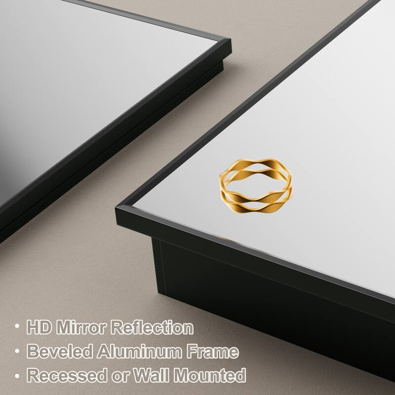 Elise Iron Medicine Cabinet with Mirror, Adjustable Shelves, Recessed or Wall Mount