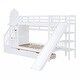 preview thumbnail 24 of 50, Twin-Over-Twin Castle Style Bunk Bed with 2 Drawers 3 Shelves and Slide