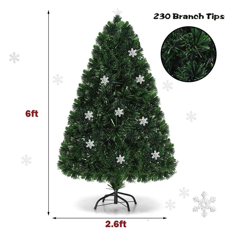 Gymax 6' Pre-Lit Multi-Color Lights Fiber Optic Artificial Christmas