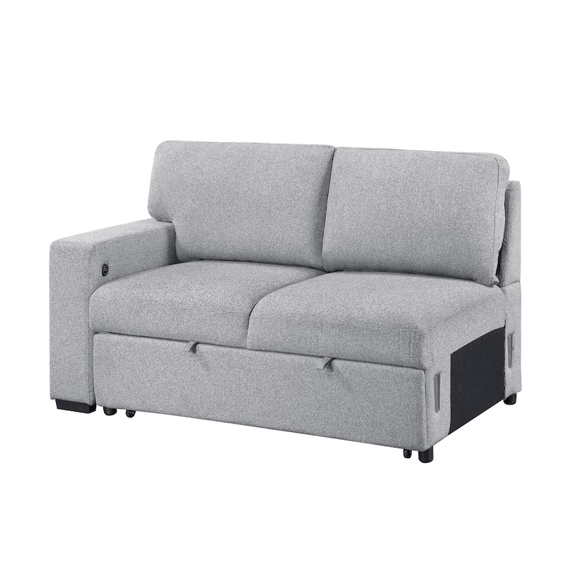 Ompa Modular Armless Sofa with Storage, Cloud Gray Boucle, 52 Inch