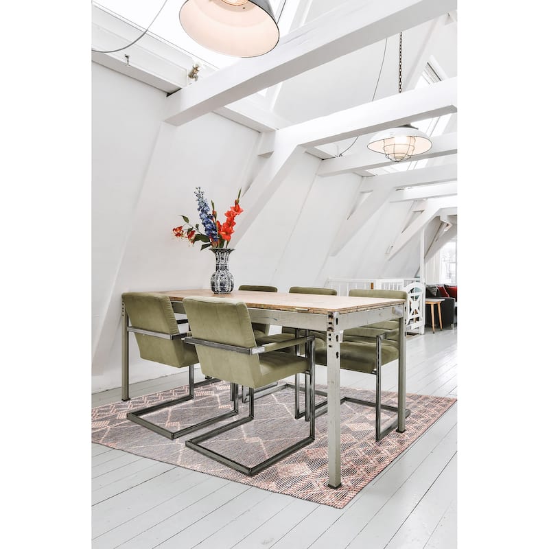 ECARPETGALLERY Braid weave Sienna Pink Wool Rug - 5'0 x 7'8