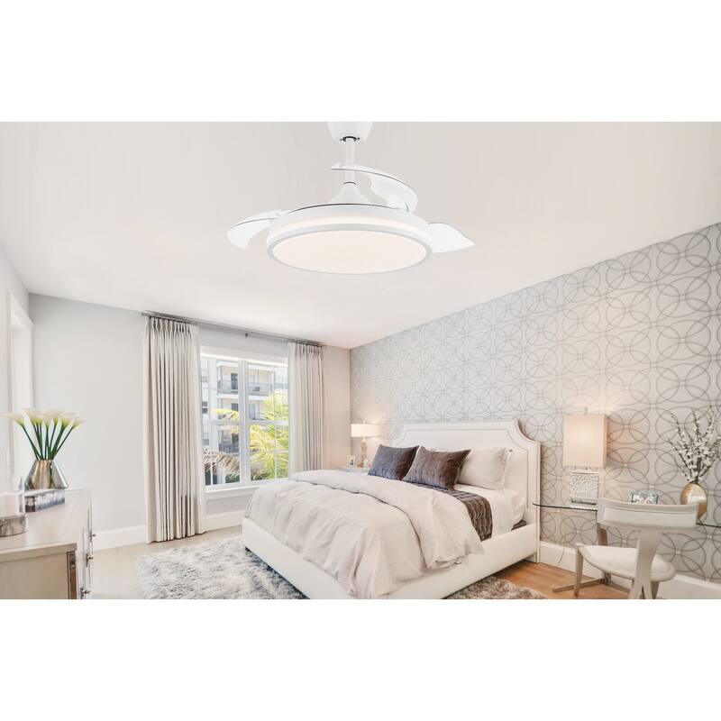 Oaks Aura 42 in. Light Memory Retractable Ceiling Fan with Light, 6-Speed Latest DC Technology Pendant Light