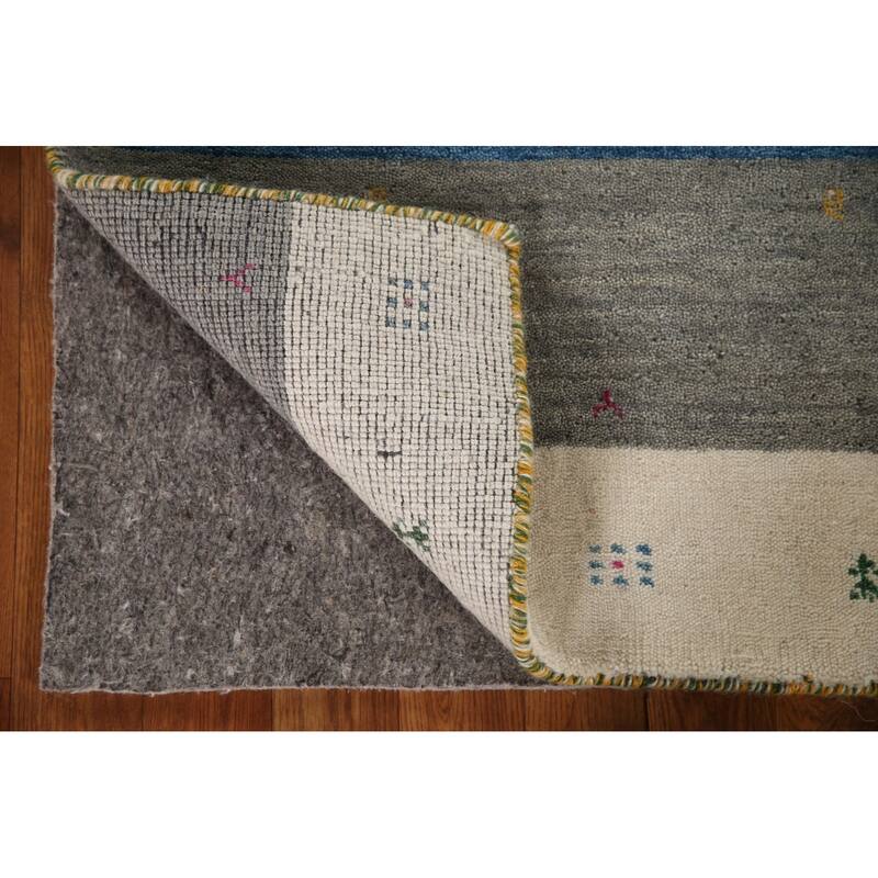 Striped Gabbeh Oriental Area Rug Hand-knotted Wool Carpet - 2'6"x 4'11"