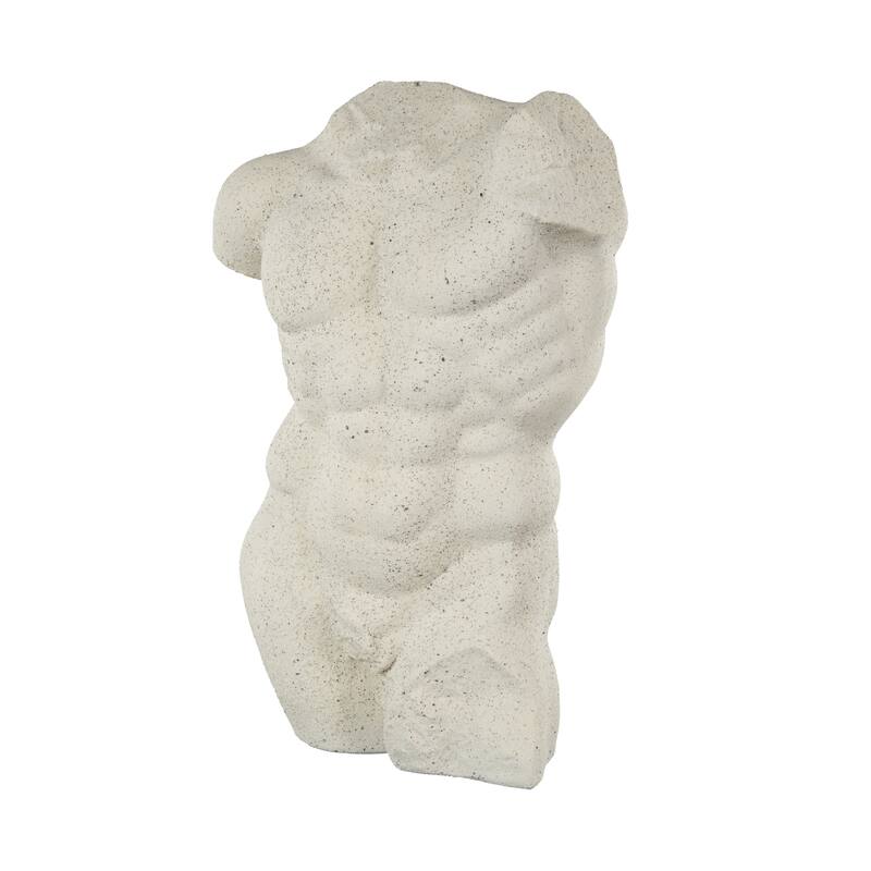 Polystone People Textured Sculpture with Black Speckles - White - Roche River Decor