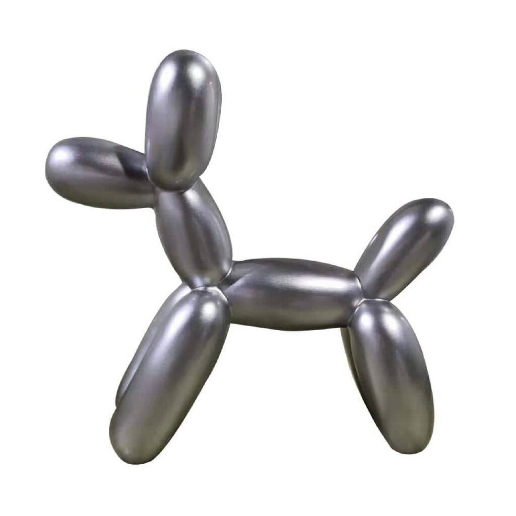 Cid 16 Inch Modern Polyresin Balloon Art Dog Sculpture Decor, Silver