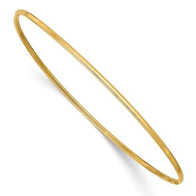 Curata 14k Yellow Gold 8" 1.5" Polished Thin Slip-on Stackable Bangle Bracelet