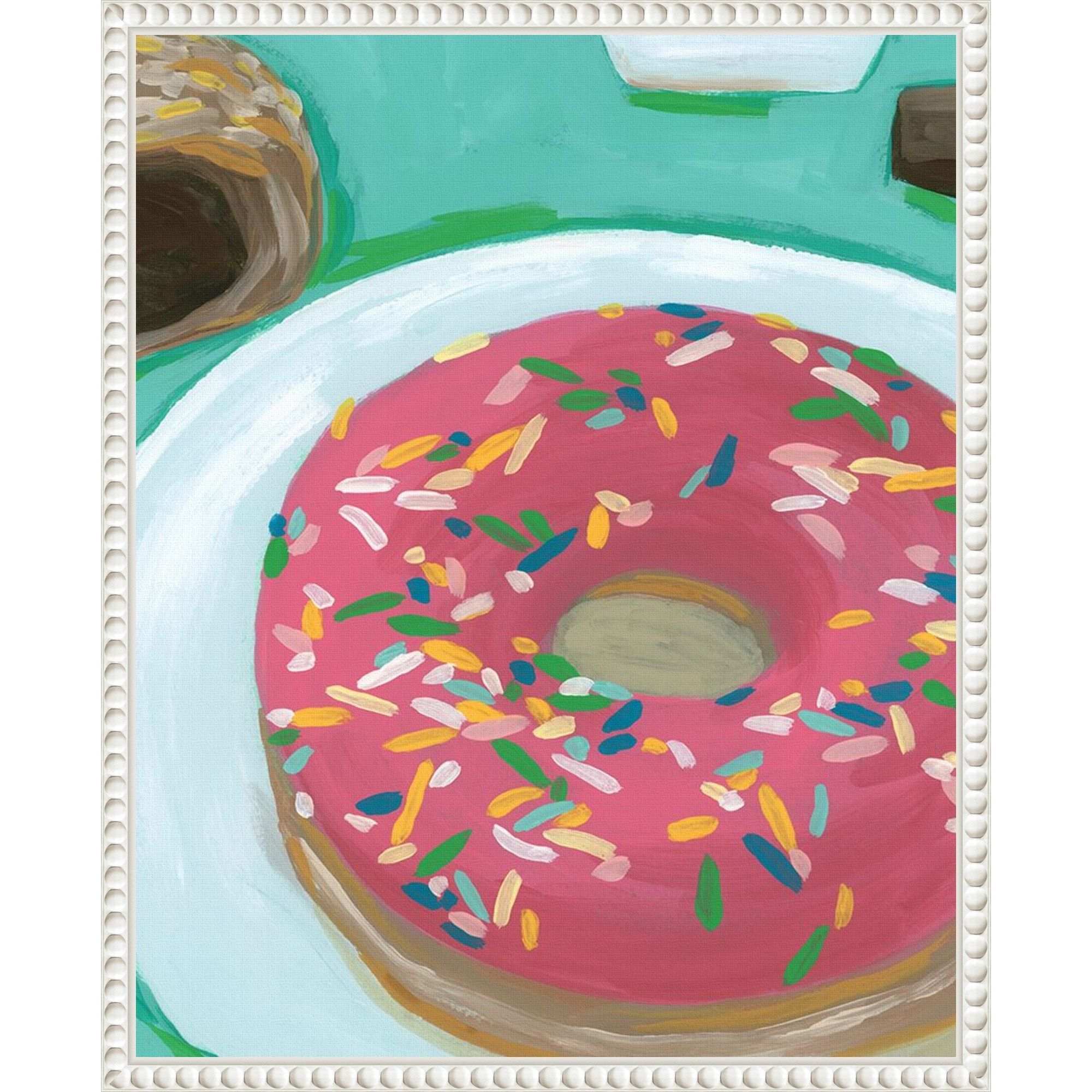 Breakfast of Champions II by June Erica Vess Framed Canvas Wall Art Print - Sylvie Beaded White