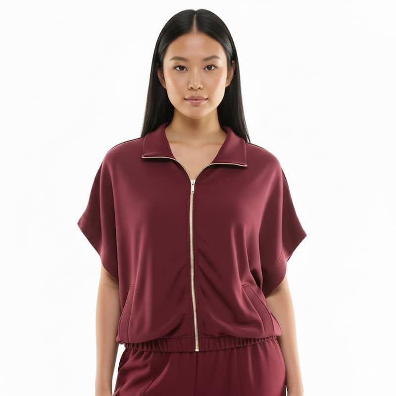 Nanette Lepore Short Sleeve Zippered Dolman Sweater