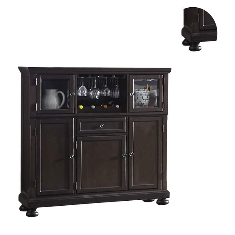 Cappi 54 Inch Curio Bar Cabinet, 2 Glass Doors, Single Drawer, Brown Wood