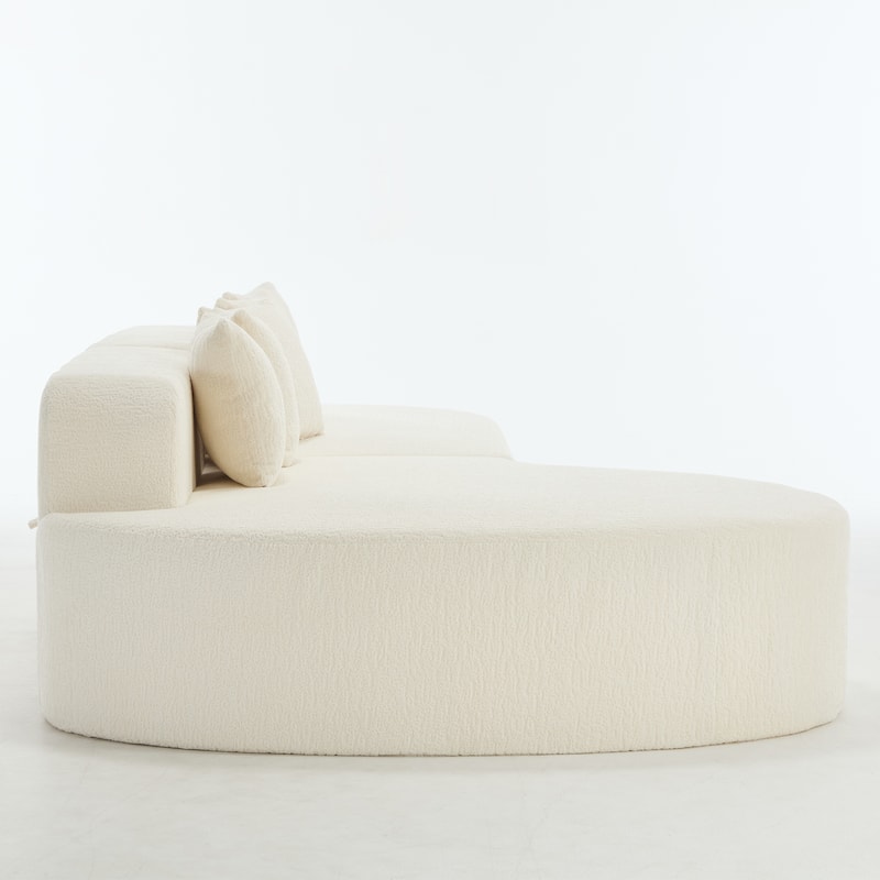 L-Shape Boneless Couch for Living Room, Curved Sectional Sofa Memory Foam Floor Sofa with 5 Pillows