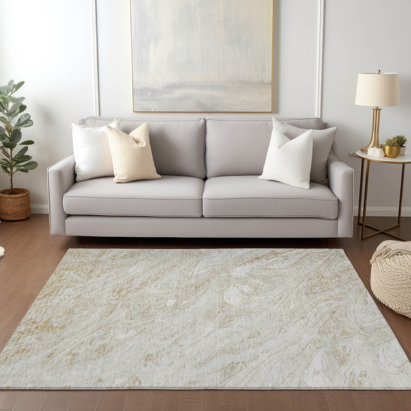 Machine Washable Indoor/ Outdoor Chantille Modern Abstract Rug - 5' x 7'6" - Ivory