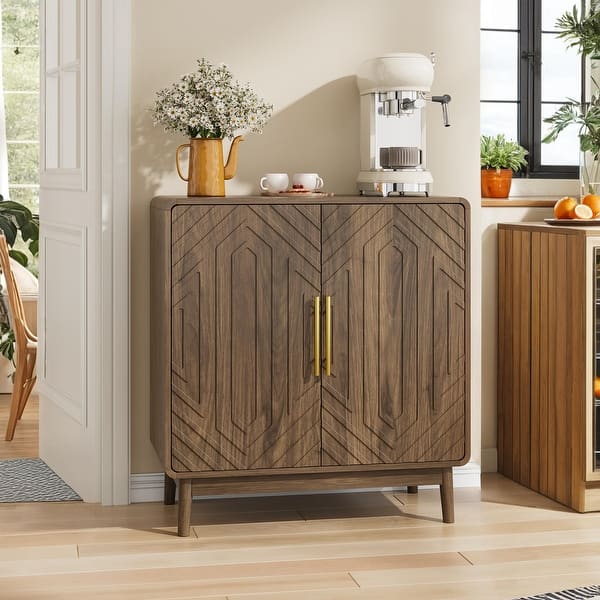 Buffet Cabinet with Storage,2/4 Carved Door Sideboards with Curved Edges, Multifunctional Accent Cabinet With Adjustable Shelves - Bed Bath & Beyond