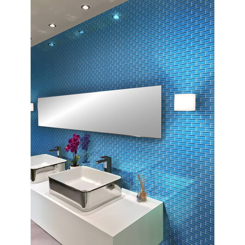 Apollo tile 12" x 12" Colorway Glossy Cerulean Blue Glass Tile (4.92 sq ft/case) - 5 Pack - Blue