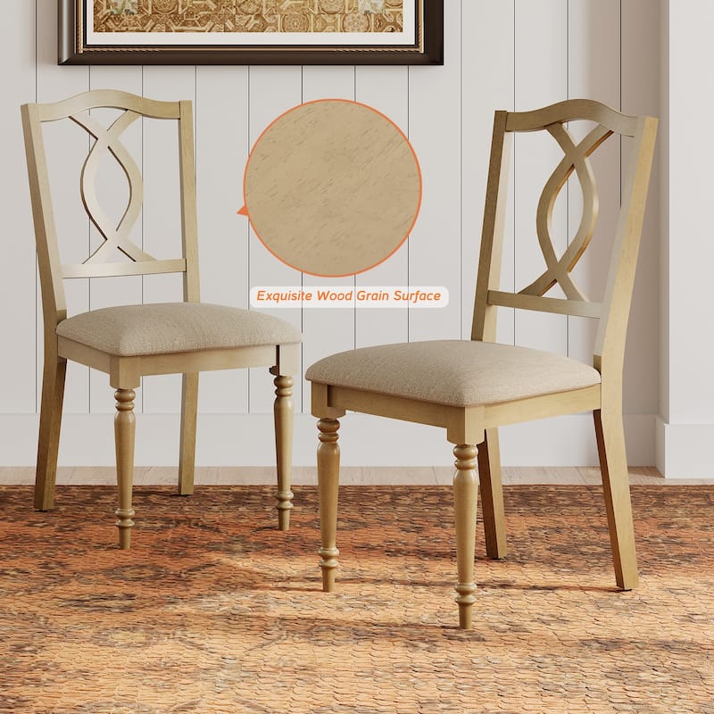 Wood Dining Chair with Cross-Back & Rubber Wood Gourd-Shaped Leg, Oak