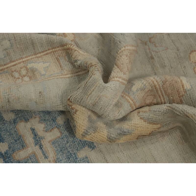 Vegetable Dye Wool Oushak Turkish Area Rug, Floral Geometric Carpet - 11' 8'' X 9' 2''