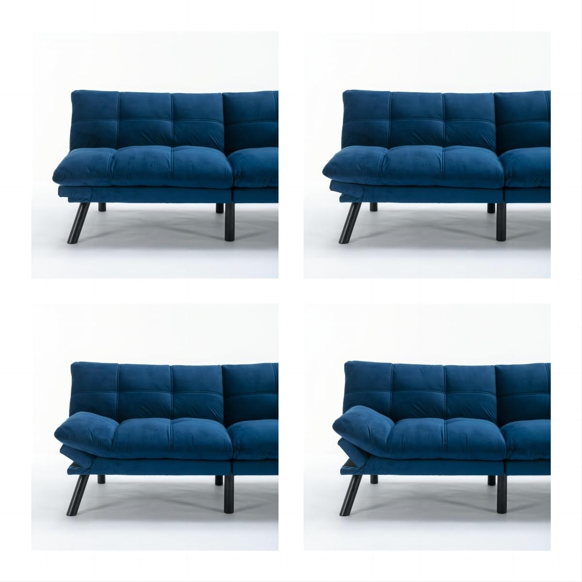 Modern 2-Seater Foldable Sofa Bed with 800 lbs Capacity and Adjustable Backrest