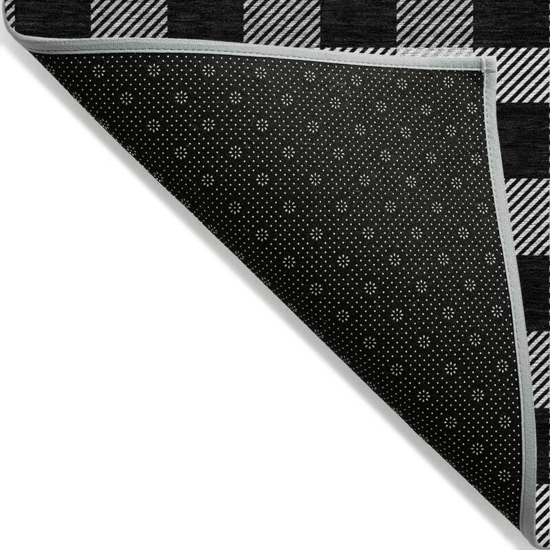 Machine Washable Indoor/ Outdoor Chantille Plaid Stripe Rug