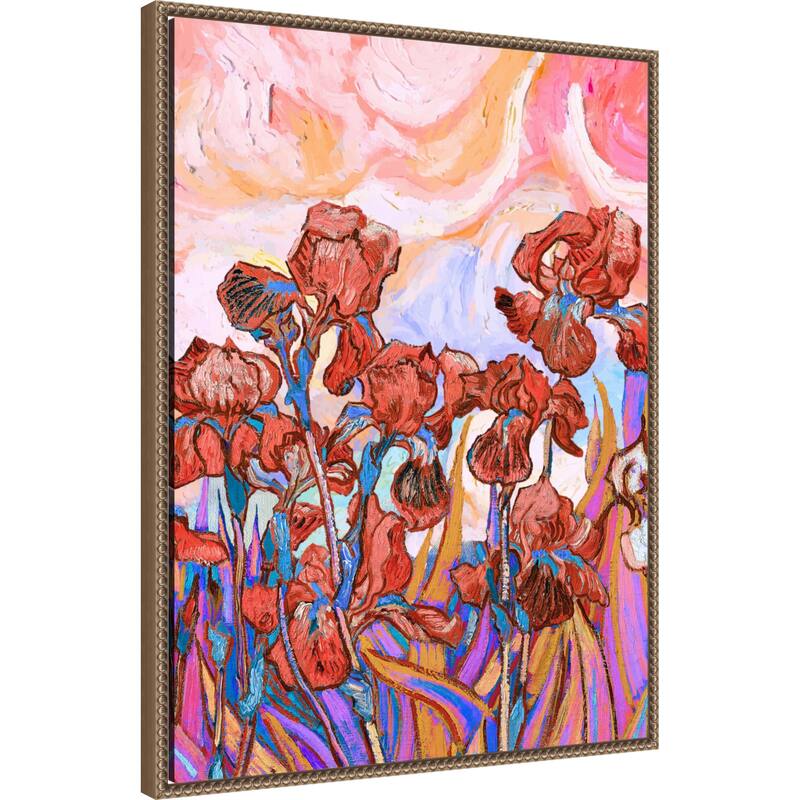 Floral paint by Mathieu Jeuf (23 x 30 in.), Framed Canvas Wall Art Print