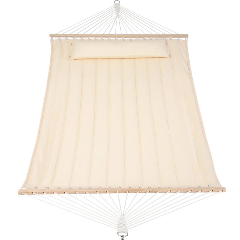 78'' Quilted 2 Person Hammock Beach Swing with Spreader Bars&Pillow - 55.1*122*1 - Beige