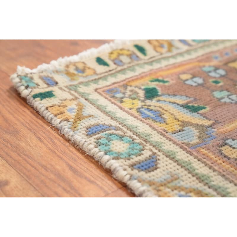 Hand Knotted Oriental 100% Wool Carpet Traditional Medallion Peach Tabriz Area Rug - 9' 6'' X 6' 7''